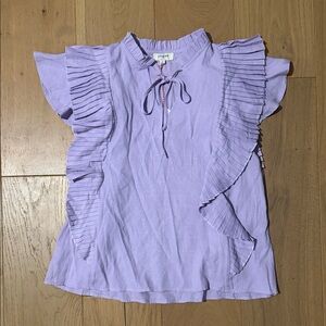 Umgee Lilac Ruffle Sleeve Blouse